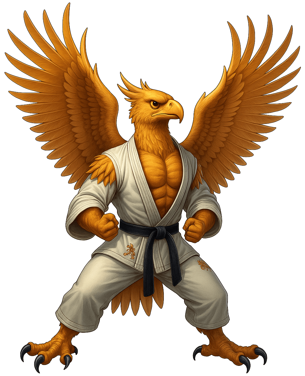 K-PRO eagle mascot wearing a karate uniform